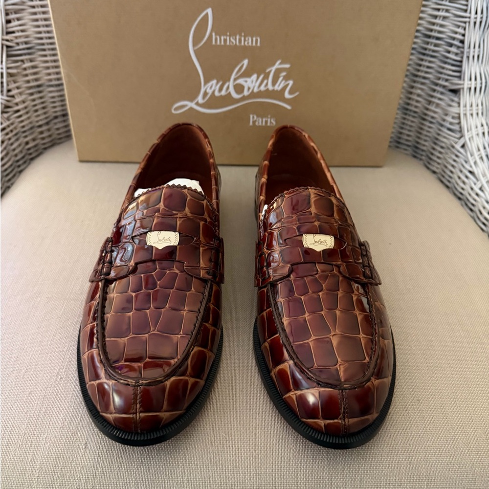 Christian Louboutin Croc-Embossed Leather Loafers